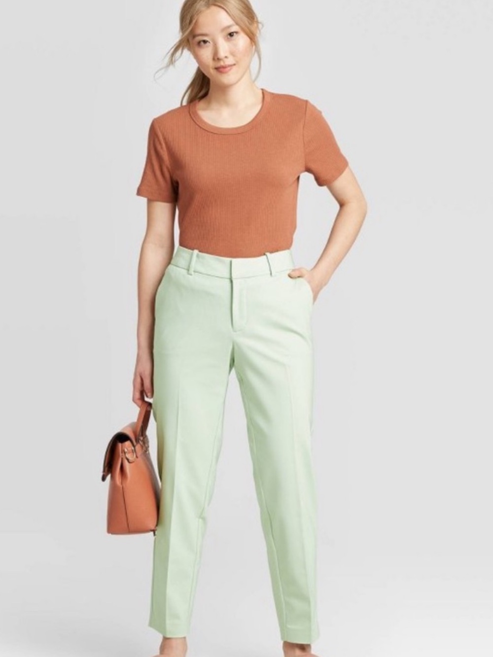 NWT A New Day Mid-Rise Slim Ankle Pants Stretch Tapered Leg Mint